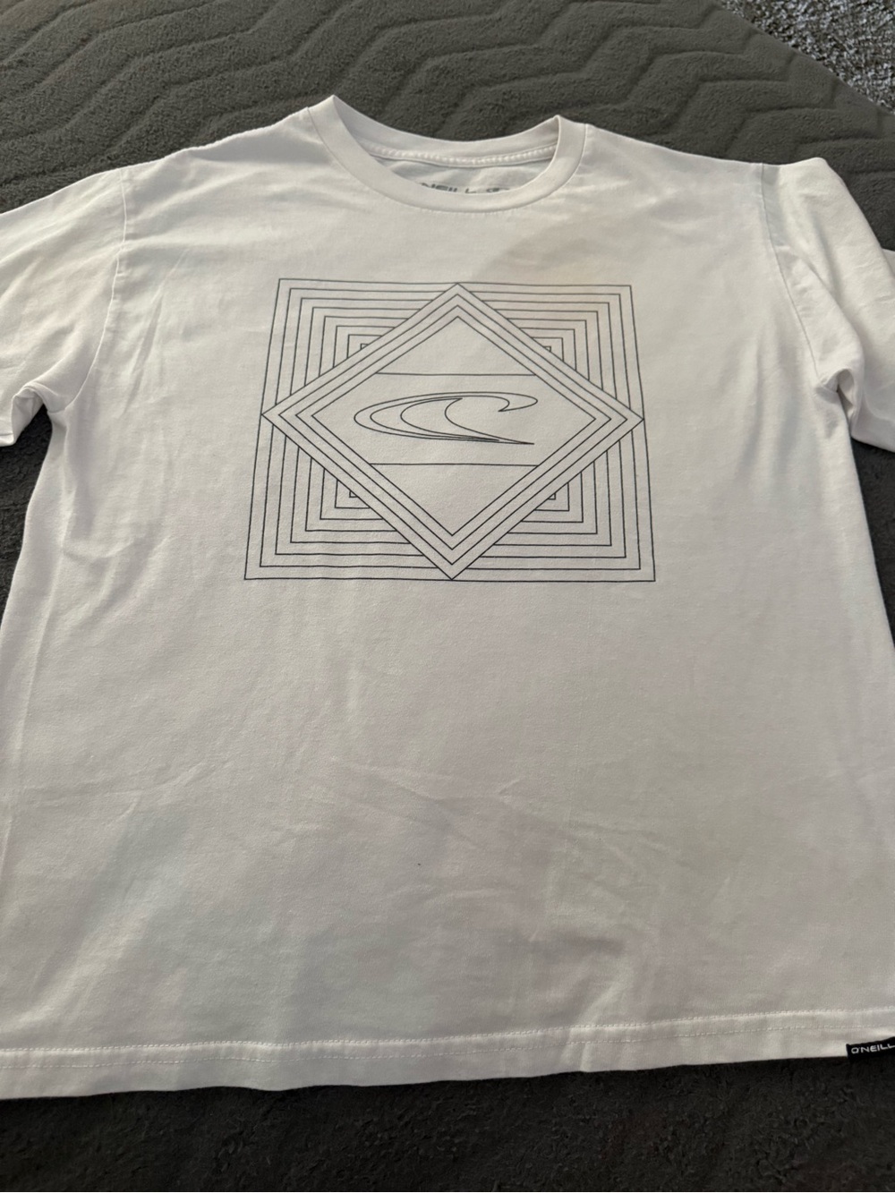 O'Neill White Tee with Gray Geometric Logo